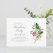 Winter waterverf gebladerte kerstfeest kaart (Staand voorkant)