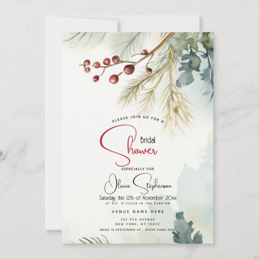 Winter Waterverf groen Kaart (Voorkant)