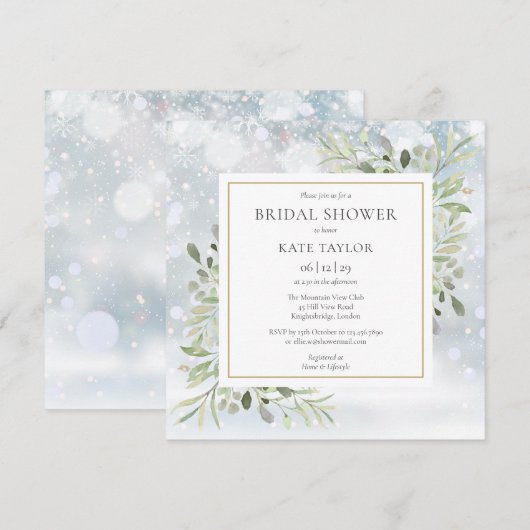 Winter Waterverf groen Vrijgezellenfeest Kaart (Voorkant / Achterkant)