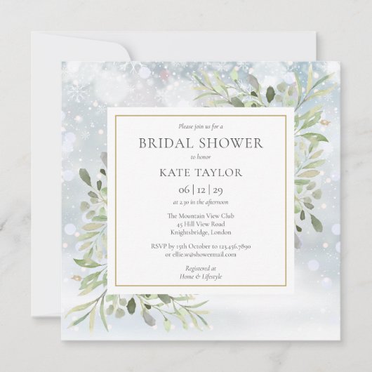 Winter Waterverf groen Vrijgezellenfeest Kaart (Voorkant)