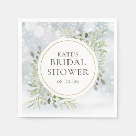 Winter Waterverf Groene Bruiloftsontvangst Servet