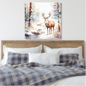 Winter Waterverf Herten Canvas Kunst (Insitu (Slaapkamer))