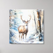 Winter Waterverf Herten Canvas Kunst (Voorkant)