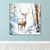Winter Waterverf Herten Canvas Kunst (Insitu (Houten vloer))