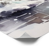 Winter Waterverf Herten Poster (Hoek)