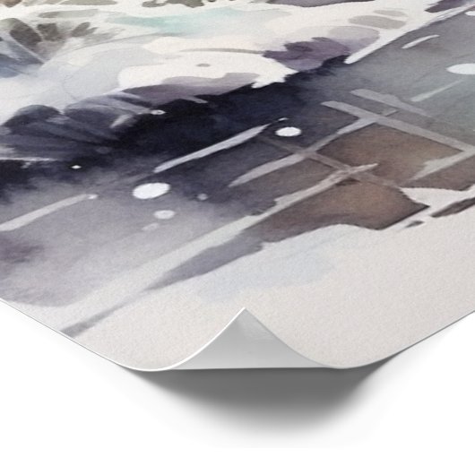 Winter Waterverf Herten Poster (Hoek)