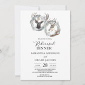 Winter Waterverf Hertenkrans Zilver Kaart (Voorkant)