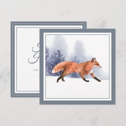 Winter Waterverf Holiday Fox Kaart (Voorkant / Achterkant)