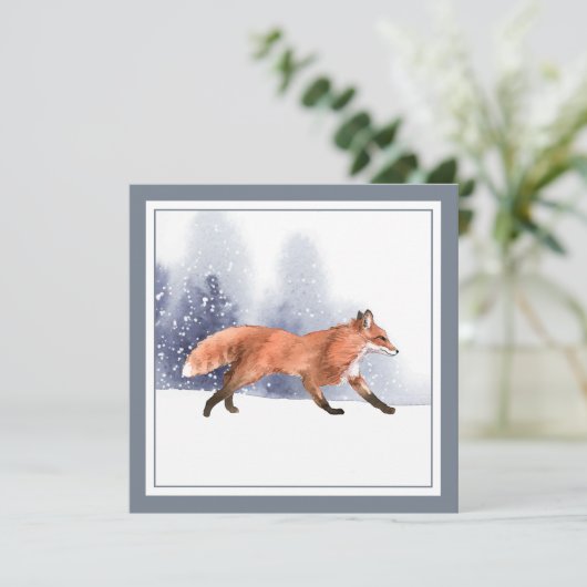 Winter Waterverf Holiday Fox Kaart (Staand voorkant)