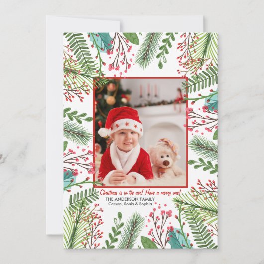 Winter Waterverf Holiday Photo Card Feestdagenkaart (Voorkant)