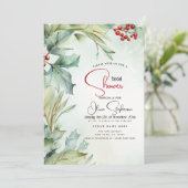 Winter Waterverf Holly en bessen Kaart (Staand voorkant)