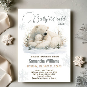 Winter Waterverf IJsbeer Familie Baby Borrel Kaart
