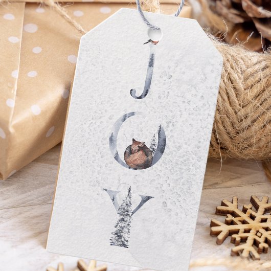Winter Waterverf Joy Kerstmis Cadeaulabel