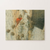 Winter Waterverf Kardinaal en Mussen Legpuzzel (Horizontaal)