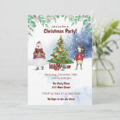 Winter waterverf kerstboomfeest uitnodiging (Staand voorkant)