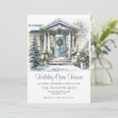 Winter Waterverf Kerstvakantie Huis Kaart (Staand voorkant)