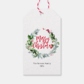 Winter waterverf krans vakantie script kerst cadeaulabel (Achterkant)
