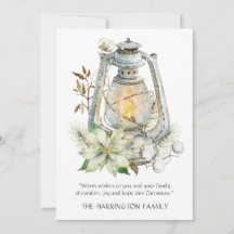 Winter Waterverf Lantaarn Sneeuw Kerstmis Kaart