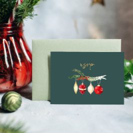Winter  Waterverf Ornament Wedding RSVP Kaart