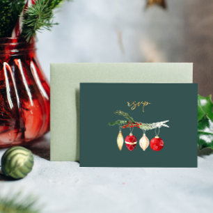Winter Waterverf Ornament Wedding RSVP Kaart