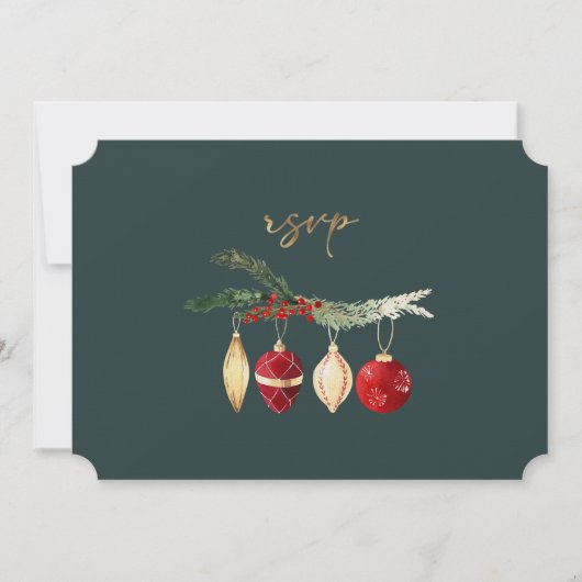 Winter  Waterverf Ornament Wedding RSVP Kaart (Voorkant)