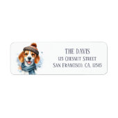 Winter Waterverf Pet en Sjaal Beagle - Etiket (Voorkant)