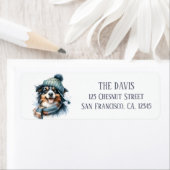 Winter Waterverf Pet Sjaal Australian Shepherd - Etiket (Insitu)