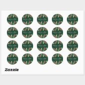Winter Waterverf Pine Cone Green Wedding Ronde Sticker (Vel)