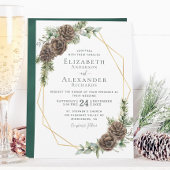 Winter Waterverf Pine Cone Greenery Wedding Kaart
