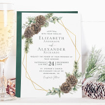 Winter Waterverf Pine Cone Greenery Wedding
