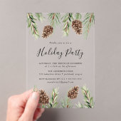 Winter Waterverf Pine Cone Holiday Acryl Uitnodigingen (Insitu (Draagbaar))