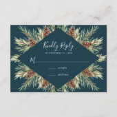 Winter Waterverf Pine Cone Lijst Bruiloft RSVP Informatiekaartje (Voorkant)