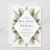 Winter Waterverf Pine Cone Lijst Weddenschap Kaart (Voorkant)