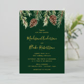 Winter Waterverf Pine Cone Wedding Folie Uitnodiging (Staand Voorkant)