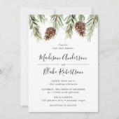 Winter Waterverf Pine Cone Wedding Kaart (Voorkant)