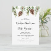 Winter Waterverf Pine Cone Wedding Kaart (Staand voorkant)