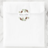 Winter Waterverf Pine Cone Wedding Ronde Sticker (Tas)