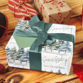 Winter Waterverf Pine Trees Custom Inpakpapier Vel