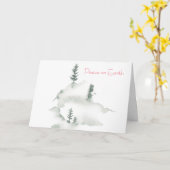 Winter Waterverf Pine Trees Vakantie Kaart (Gele Bloem)