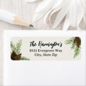 Winter Waterverf Pinecone Vakantie Retour Adres Etiket (Insitu)