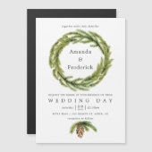 Winter Waterverf Pines Weddenschap Magnetische Uitnodiging (Voorkant / Achterkant)