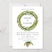 Winter Waterverf Pines Weddenschap Magnetische Uitnodiging (Voorkant)