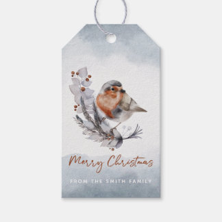 Winter Waterverf Robin kerstcadeau Label Cadeaulabel