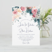 Winter Waterverf Roze Blauw Geel Bloemen Bruiloft Kaart (Staand voorkant)