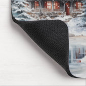 Winter Waterverf Scene - Herten en Cottage Muismat (Hoek)