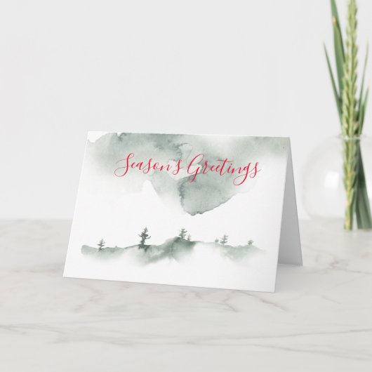 Winter Waterverf Scene Vakantie Kaart (Voorkant)
