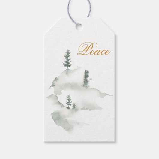 Winter Waterverf sneeuwscène Cadeaulabel (Voorkant)