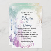 Winter Waterverf Sneeuwvlokken & Paar bruiloft Kaart (Voorkant / Achterkant)