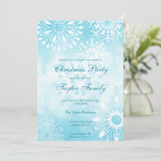 Winter Waterverf Snow-kerstfeest Kaart (Staand voorkant)