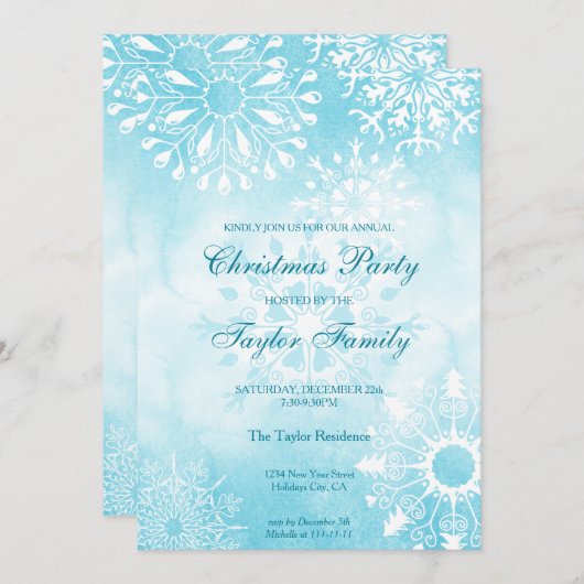 Winter Waterverf Snow-kerstfeest Kaart (Voorkant / Achterkant)